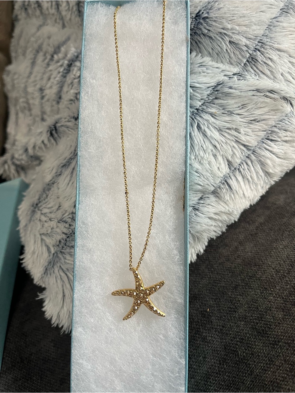 Touchstone Crystal Gold Starfish Necklace with Crystal Accents